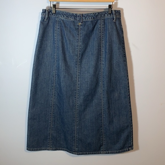 Eddie Bauer vintage midi denim skirt dark wash size 16 a line classic western - Picture 2 of 9